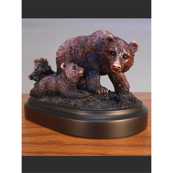 Dwellingdesigns F 5.5 x 3.5 in.Treasure of Nature Howling Bronze Bear & Fish Statue DW2619799 - main